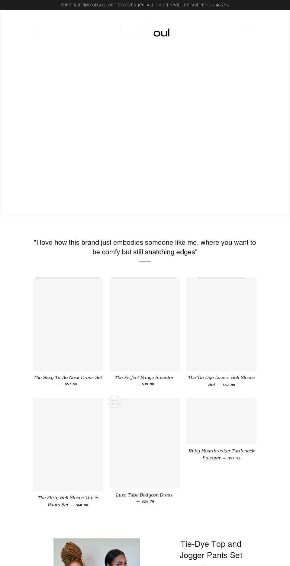 luxesoulshop.com shopify website screenshot