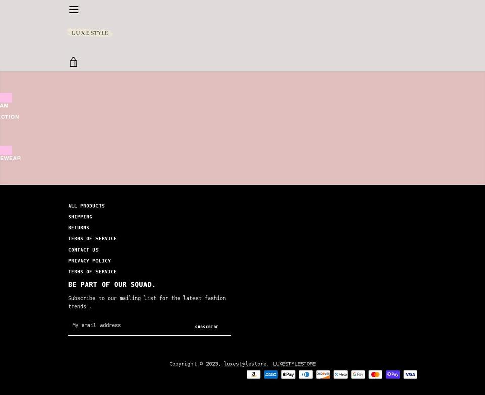 luxestylestore.com shopify website screenshot