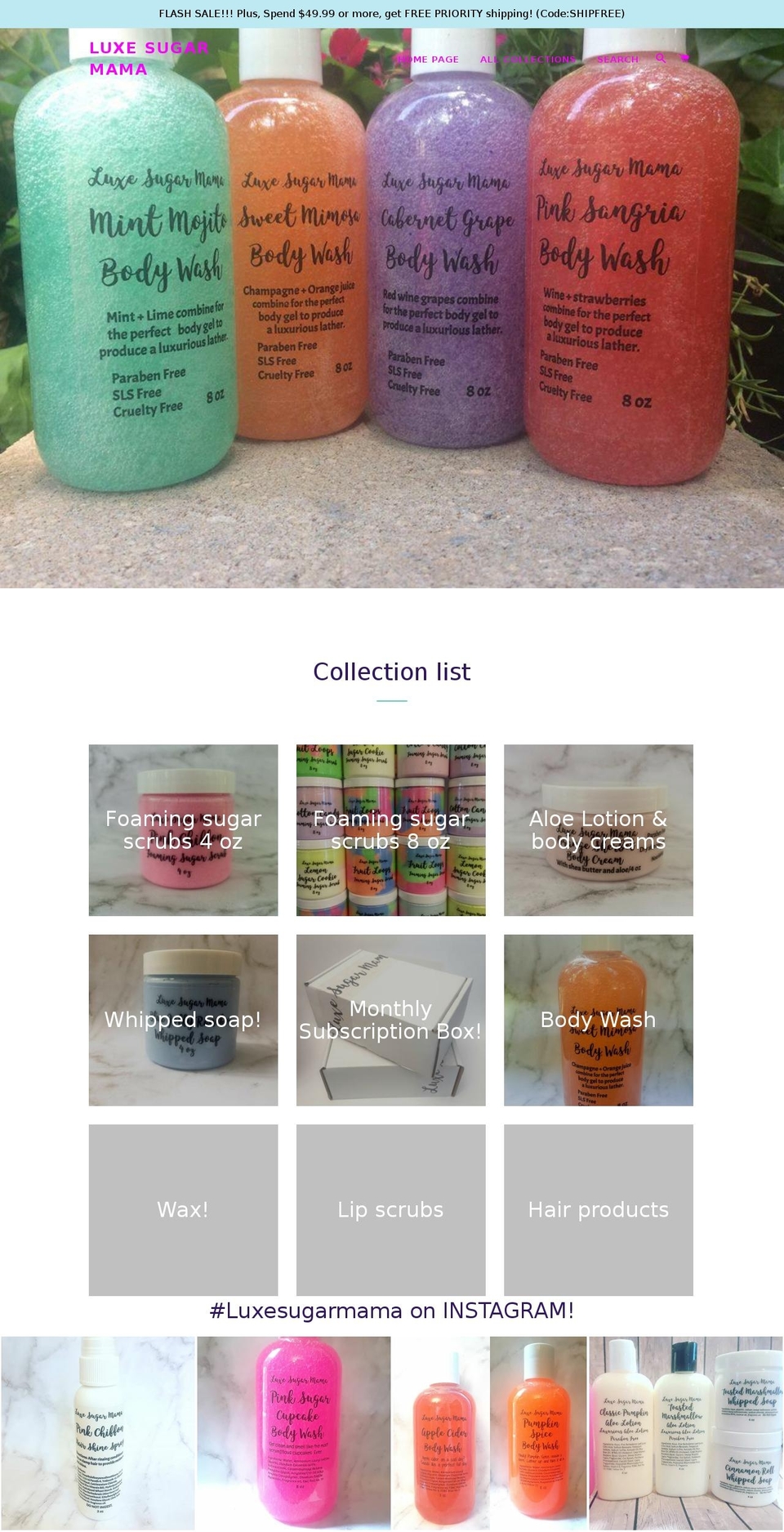 luxesugarmama.com — Shopify storefront screenshot