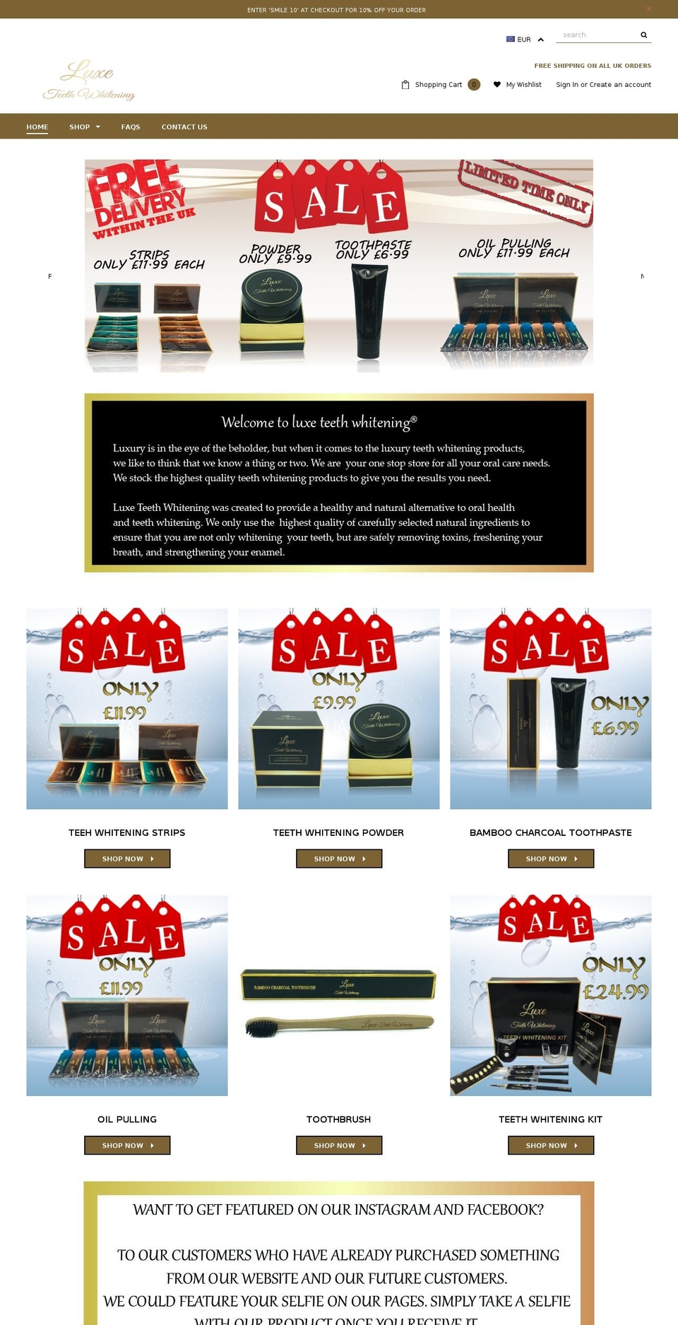 luxeteethwhitening.com — Shopify storefront screenshot
