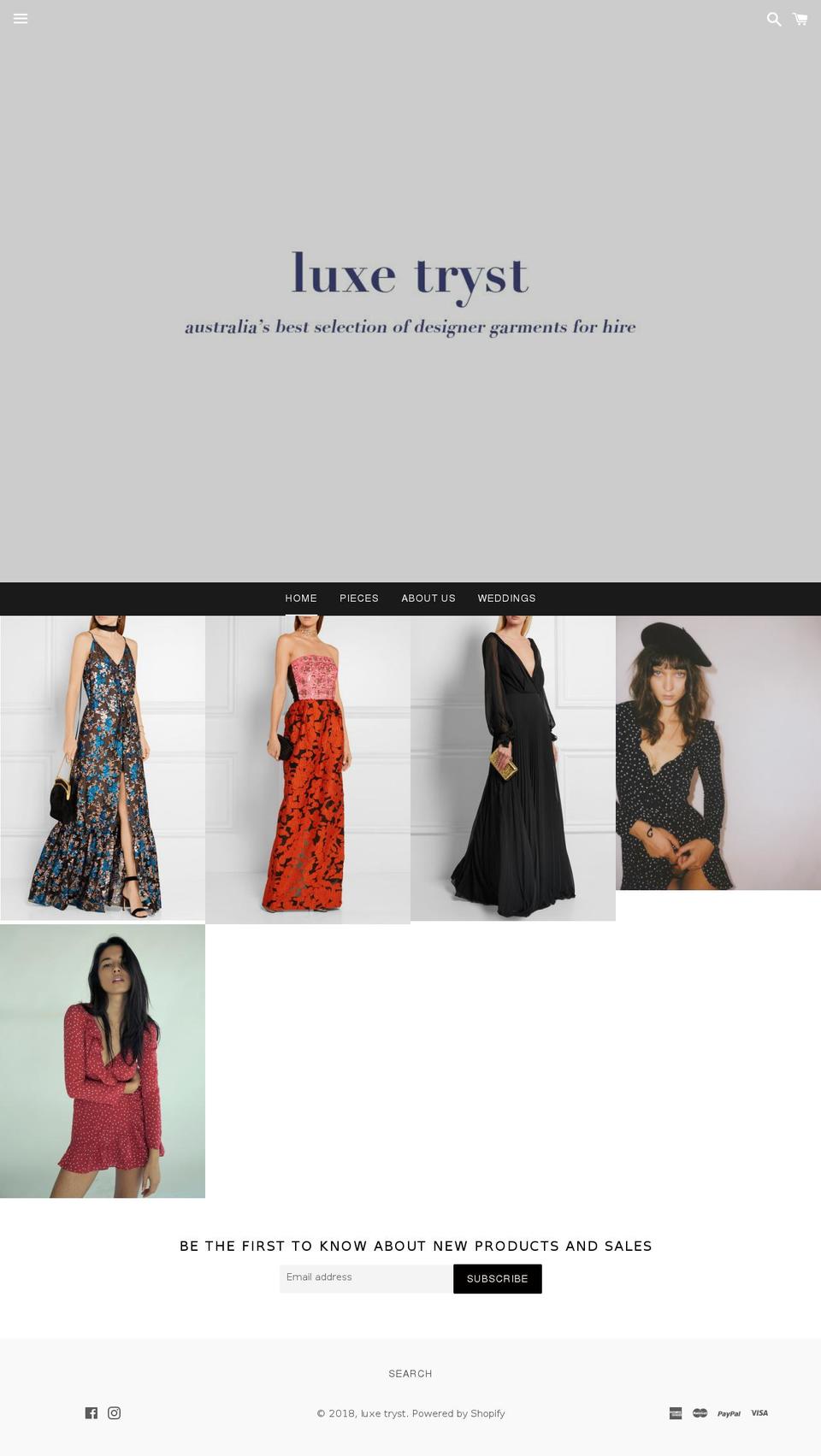 luxetryst.com shopify website screenshot