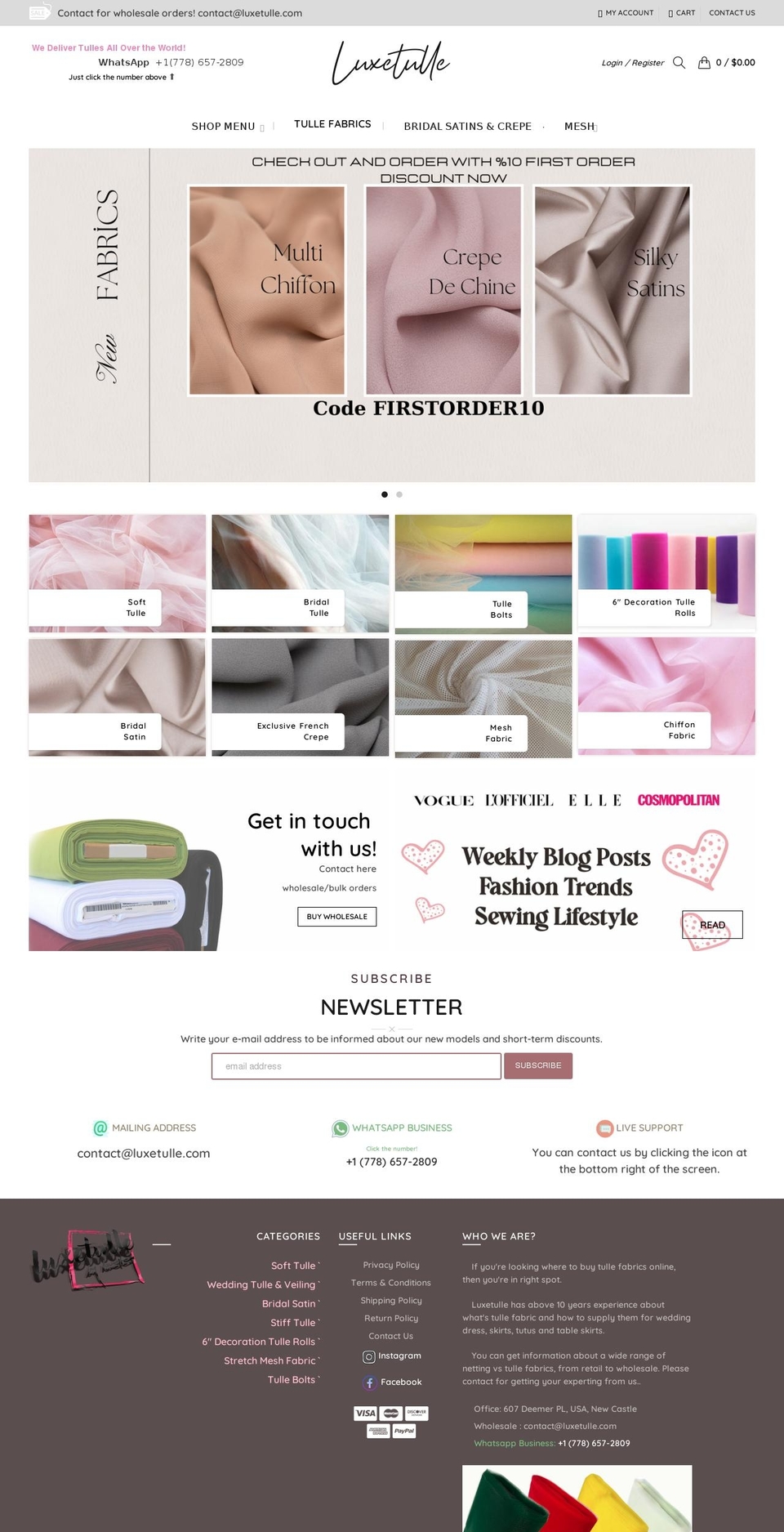 luxetulle.com shopify website screenshot