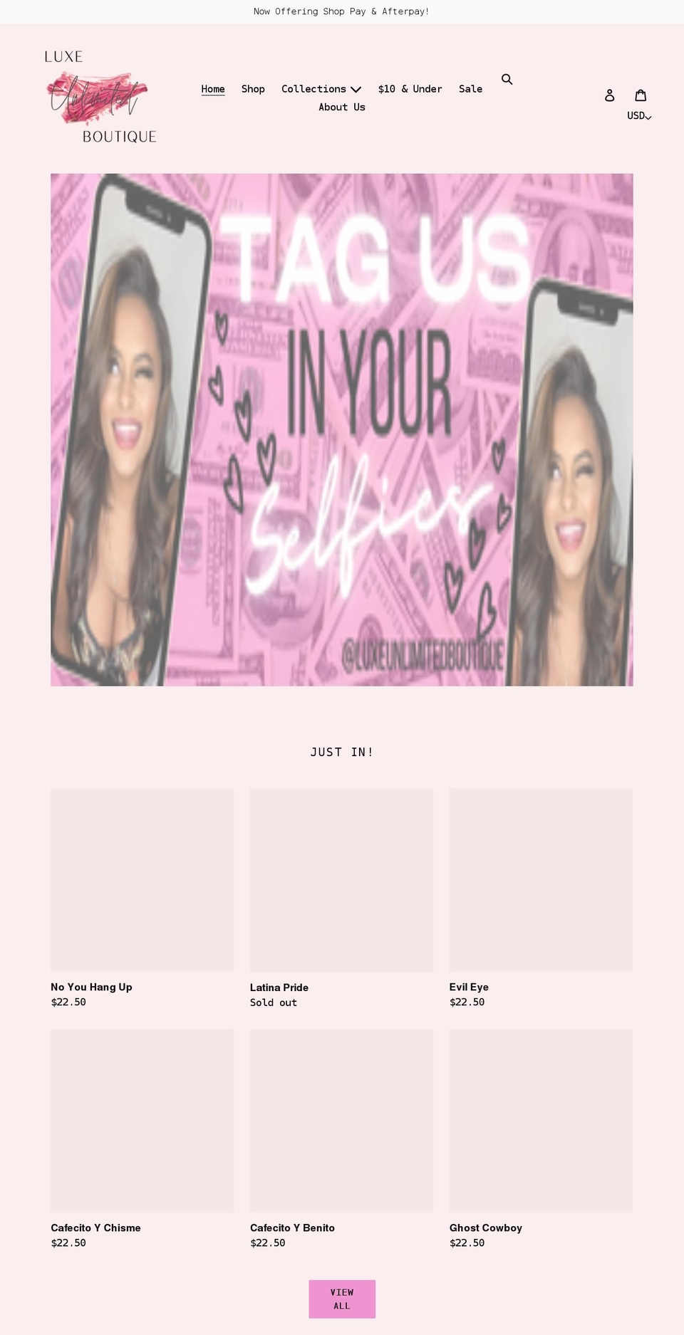 luxeunlimitedboutique.com shopify website screenshot