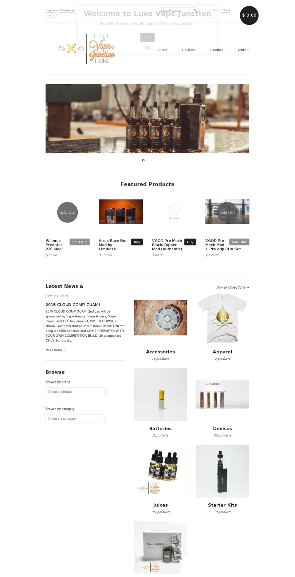install Shopify theme site example luxevapejunction.com