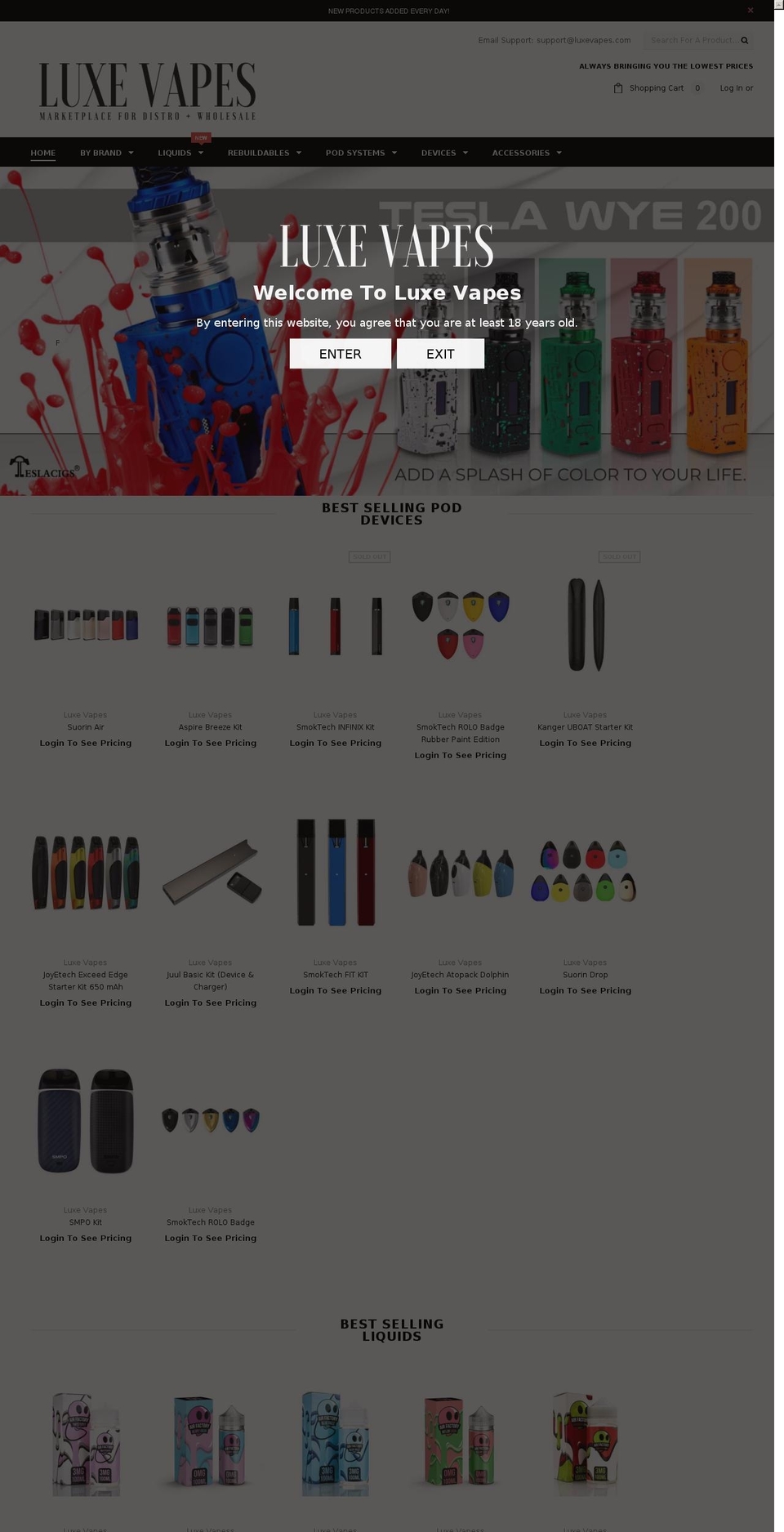 luxevapes.com — Shopify storefront screenshot