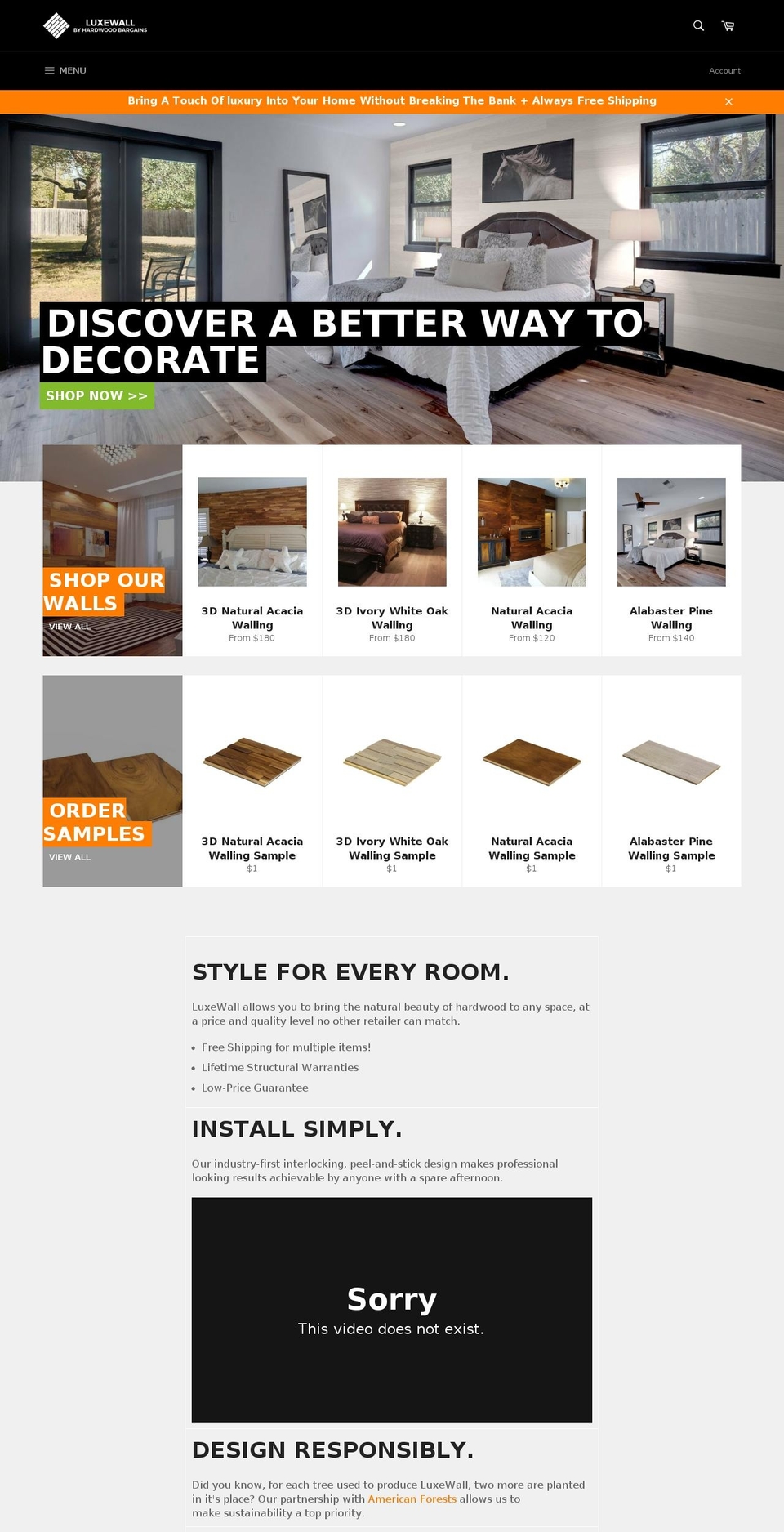 luxewall.com shopify website screenshot