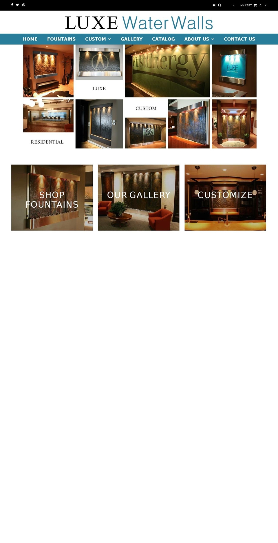 luxewaterwalls.com shopify website screenshot
