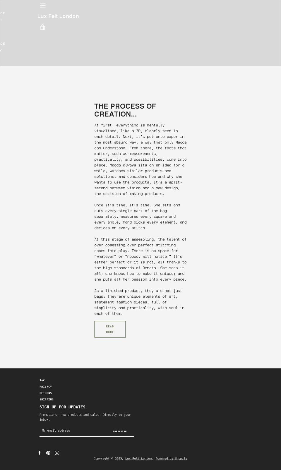 Yotpo Copy of Narrative Shopify theme site example luxfeltlondon.co.uk