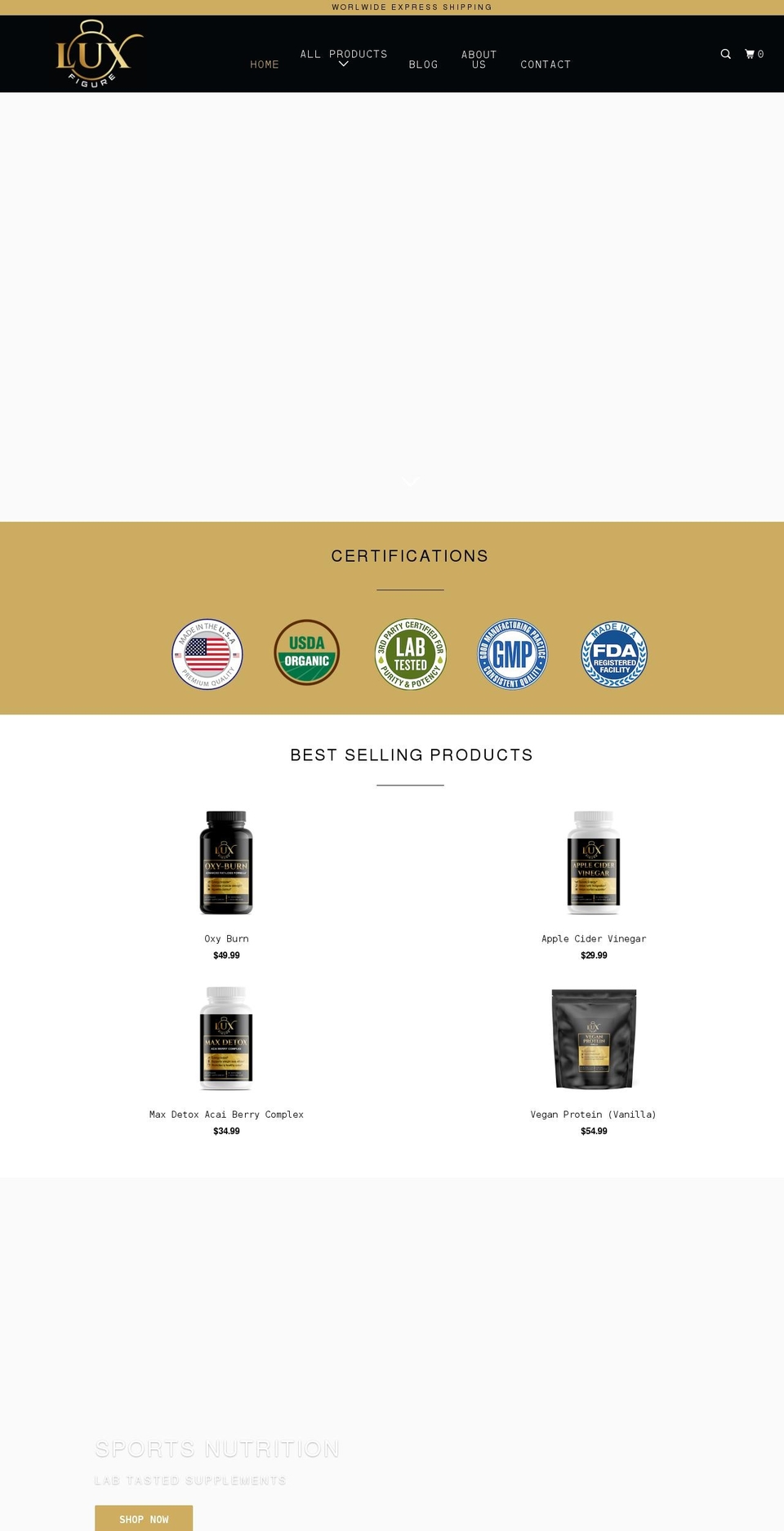 luxfigure.com shopify website screenshot