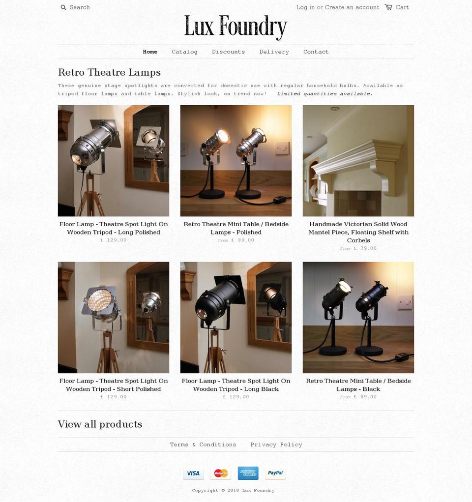 luxfoundry.co.uk shopify website screenshot