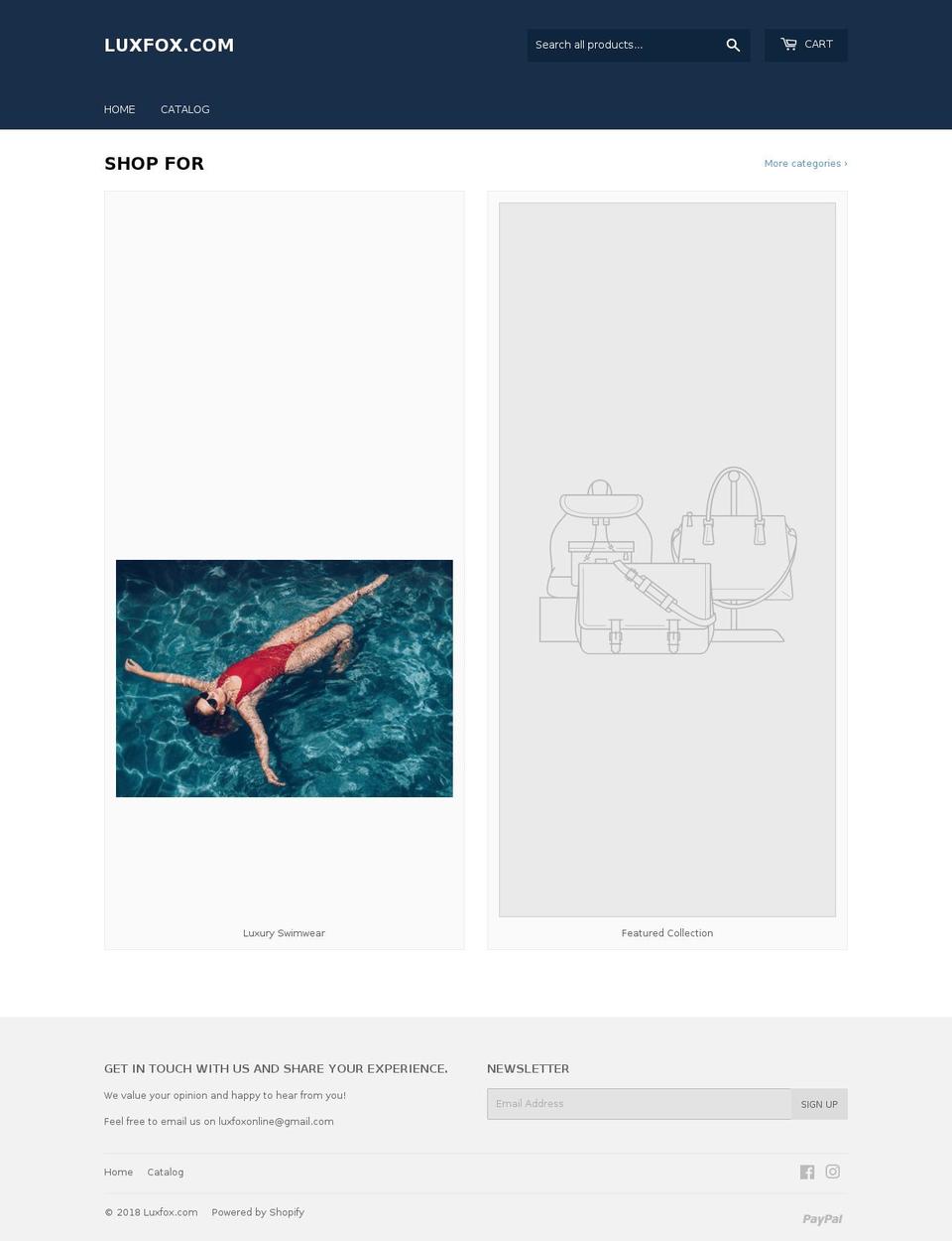 luxfox.com — Shopify storefront screenshot