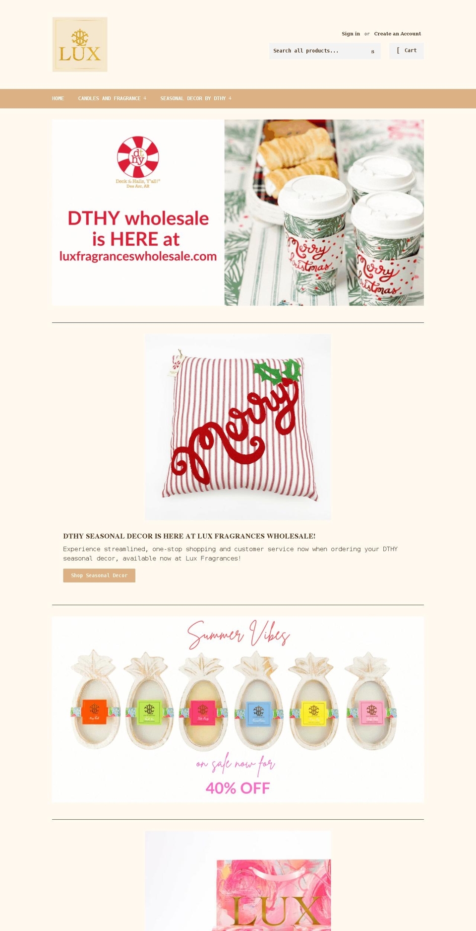 luxfragranceswholesale.com shopify website screenshot