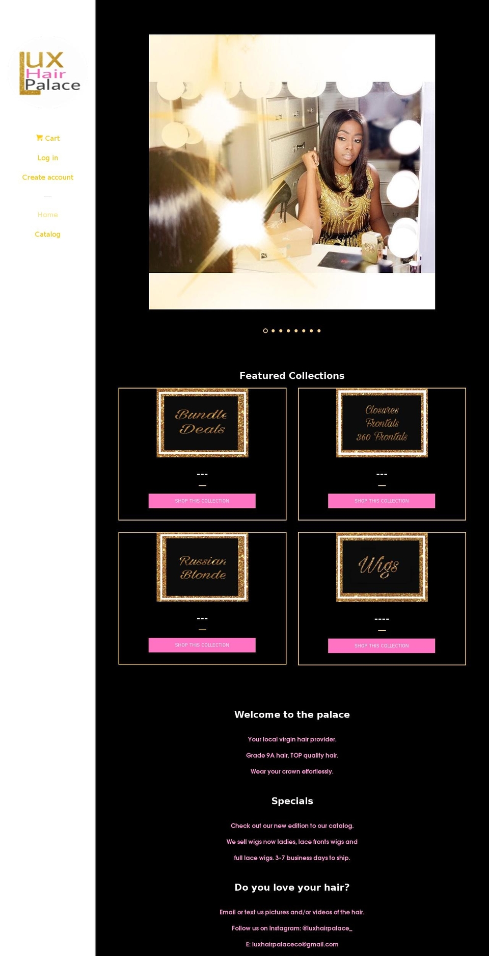 luxhairpalaceco.com — Shopify storefront screenshot
