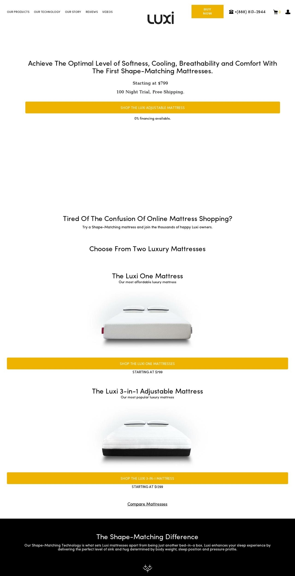luximattress.com — Shopify storefront screenshot