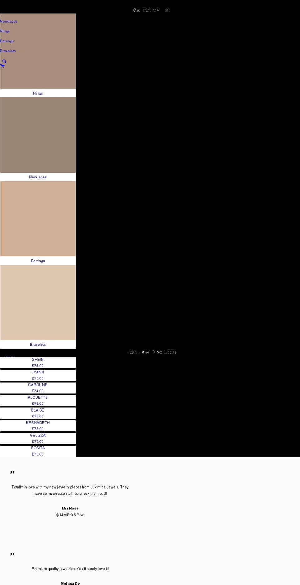 luximinajewels.com shopify website screenshot
