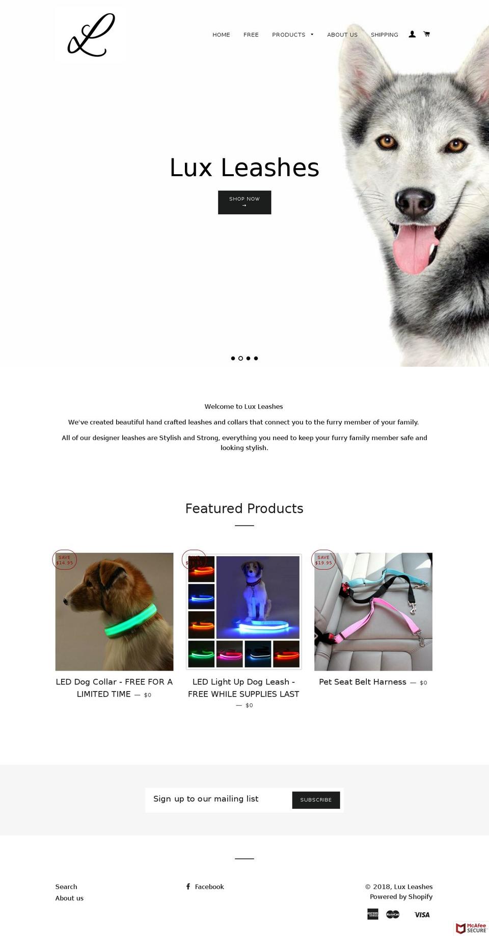 luxleashes.com — Shopify storefront screenshot