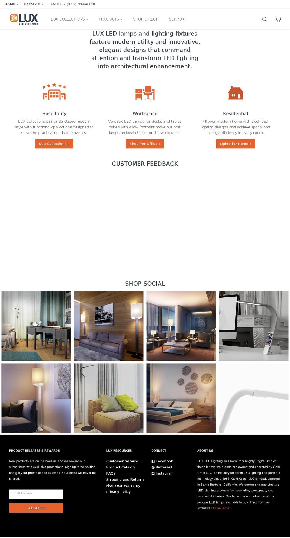 luxledlights.com shopify website screenshot