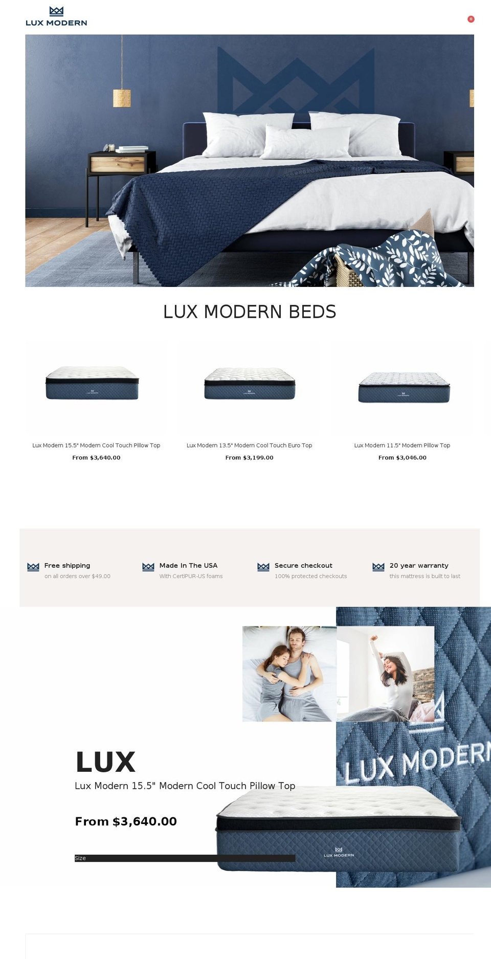 Homepage v Shopify theme site example luxmodernbeds.com