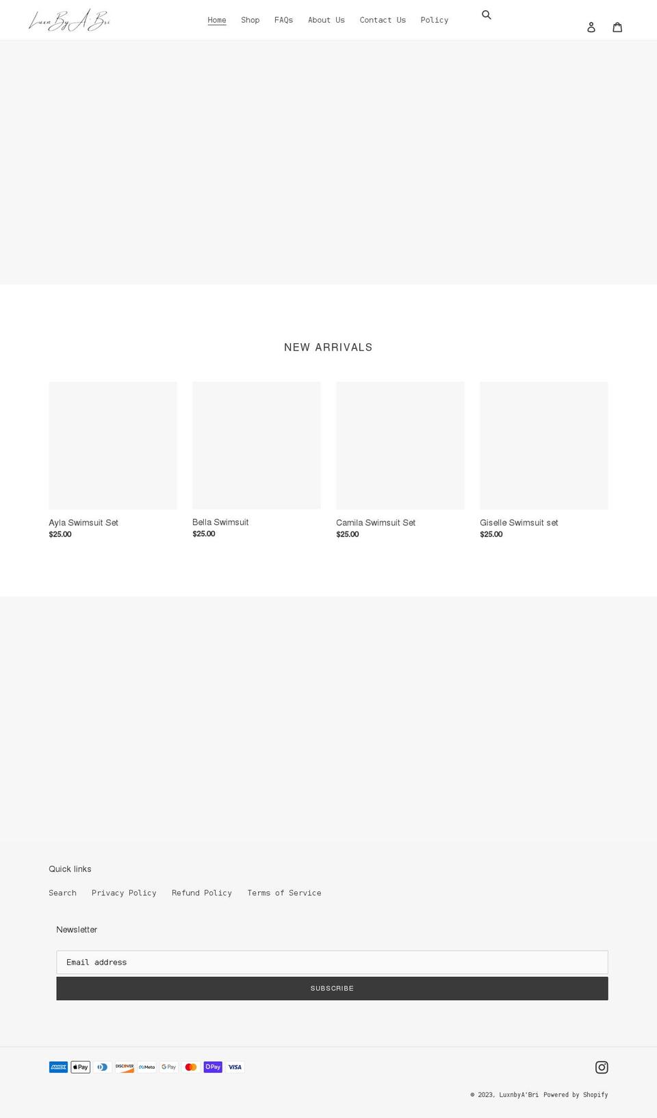 luxnbyabri.com shopify website screenshot