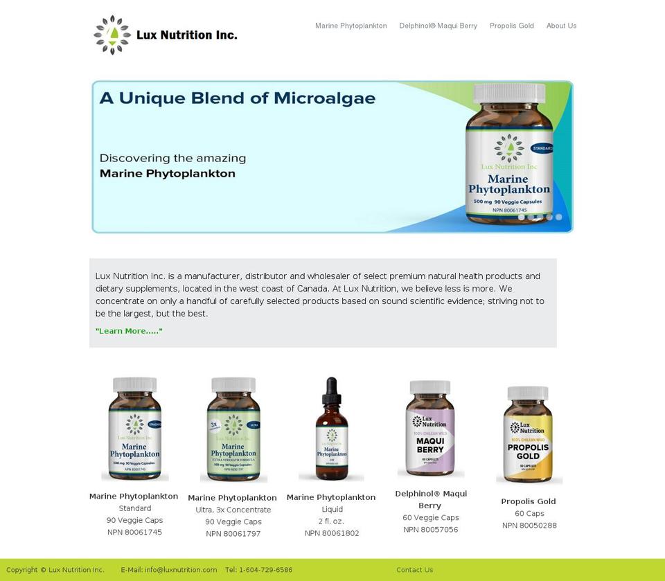 luxnutrition.com shopify website screenshot