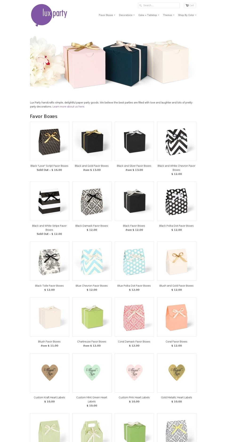 luxparty.com shopify website screenshot