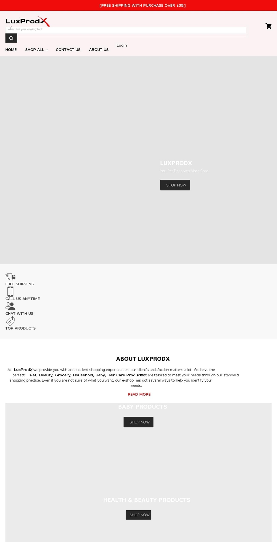 luxprodx.com shopify website screenshot