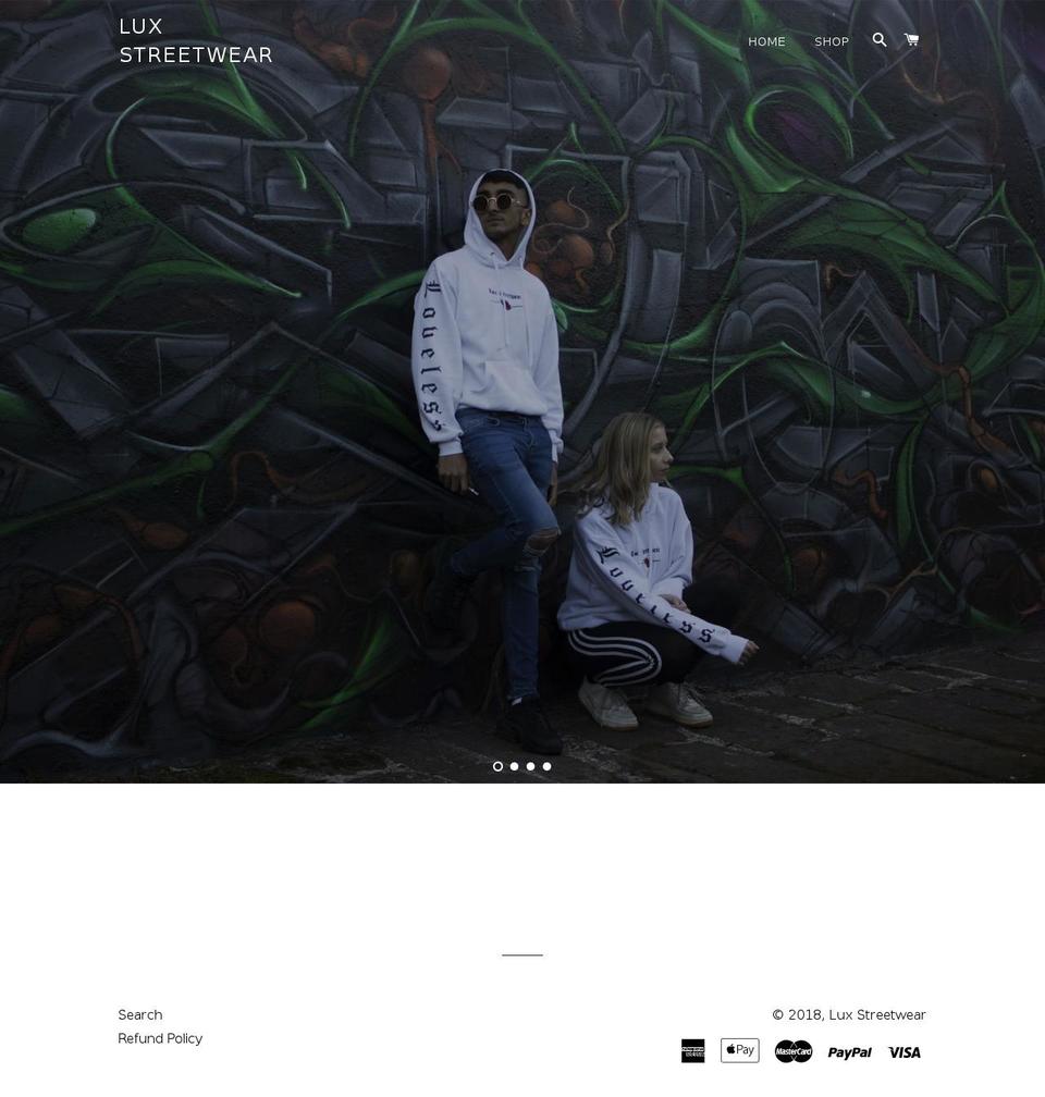 luxstreetwear.com — Shopify storefront screenshot