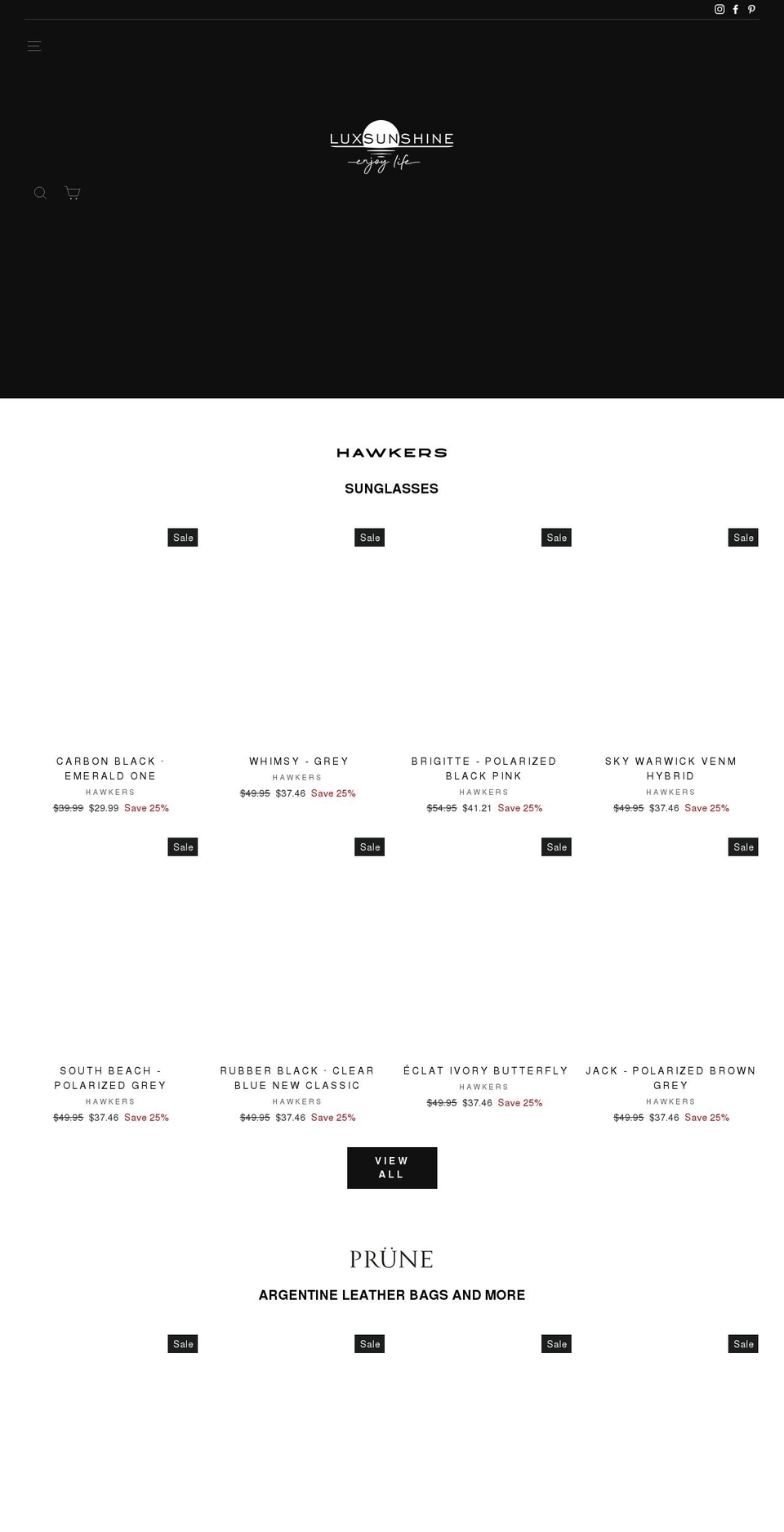 luxsunshine.com shopify website screenshot