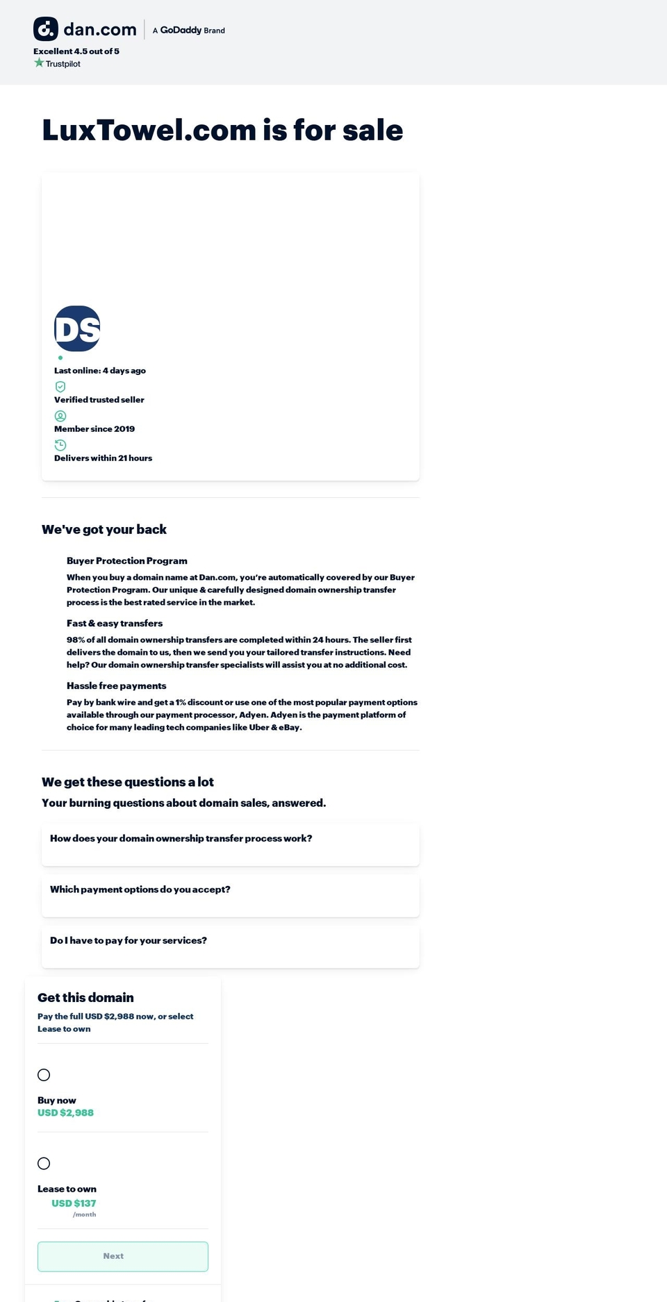luxtowel.com — Shopify storefront screenshot