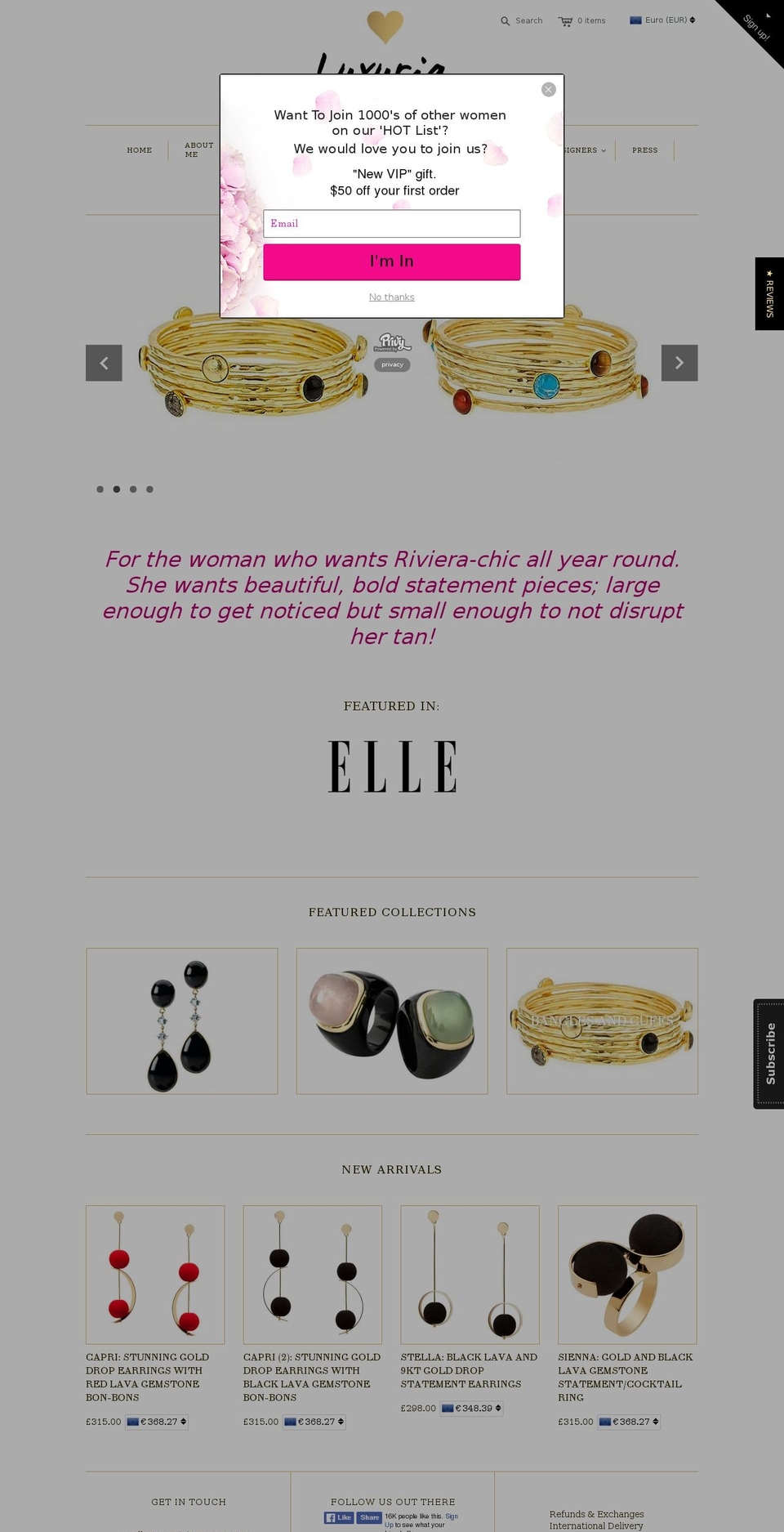 Modular Shopify theme site example luxuria-jewellery.com