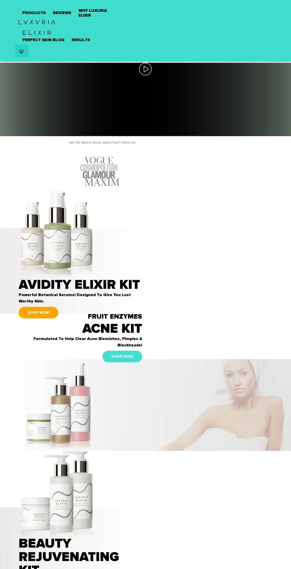 luxuriaelixir.com — Shopify storefront screenshot