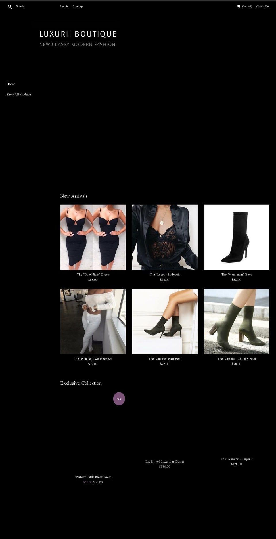 luxuriiboutique.com — Shopify storefront screenshot