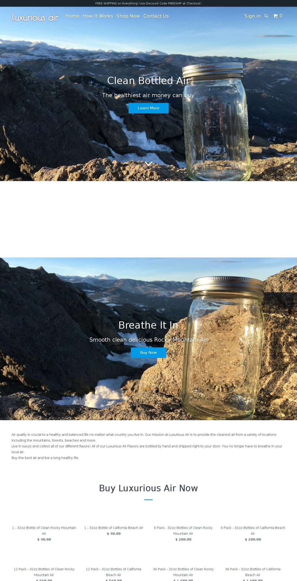 luxuriousair.com shopify website screenshot