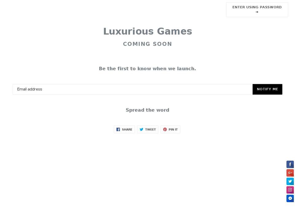luxuriousgames.com — Shopify storefront screenshot