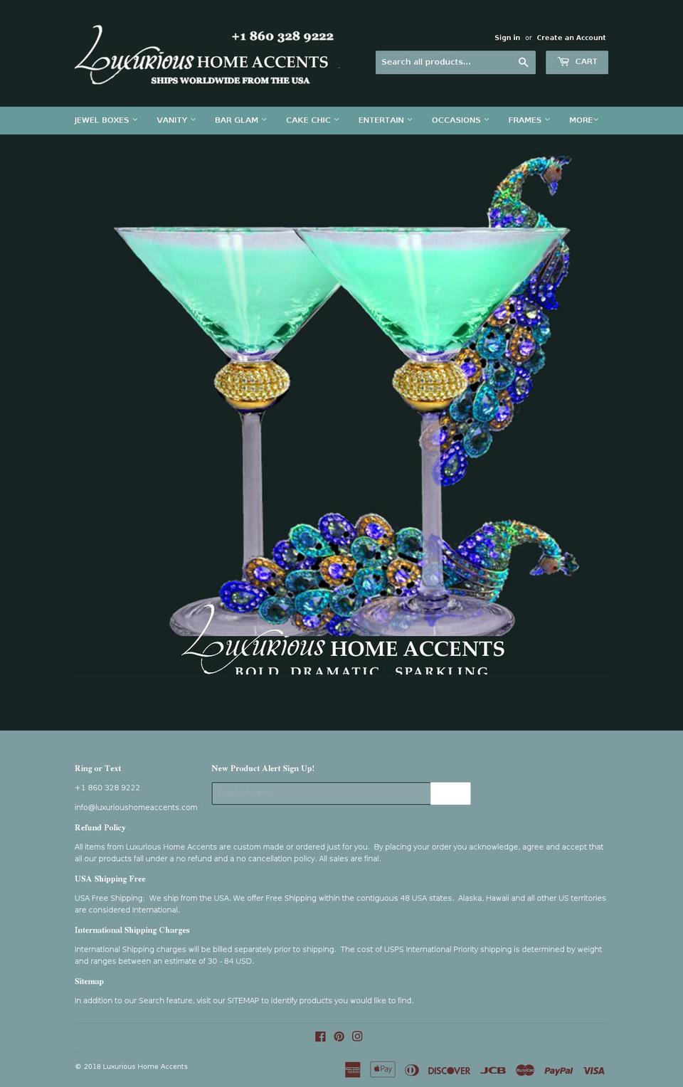 luxurioushomeaccents.com — Shopify storefront screenshot