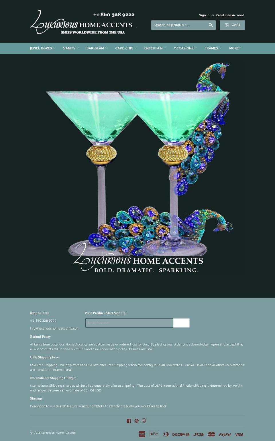 luxurioushomedecor.com — Shopify storefront screenshot
