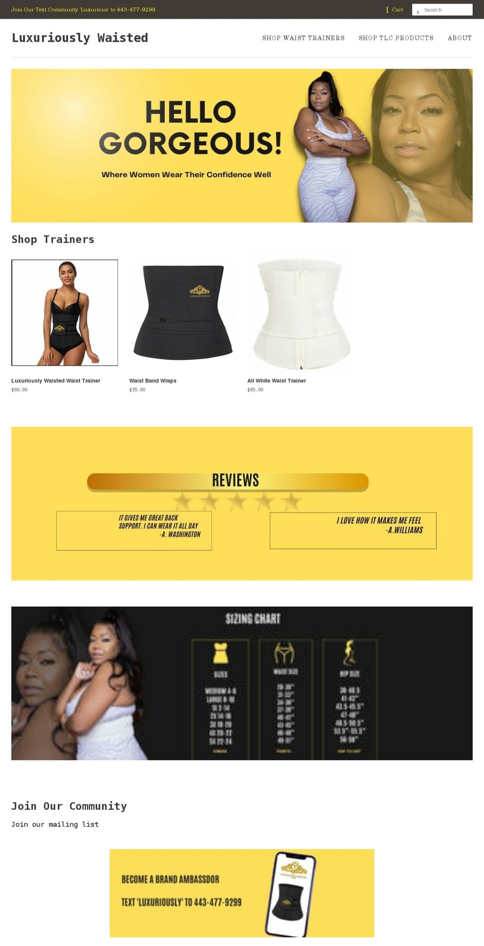 luxuriouslywaisted.com shopify website screenshot