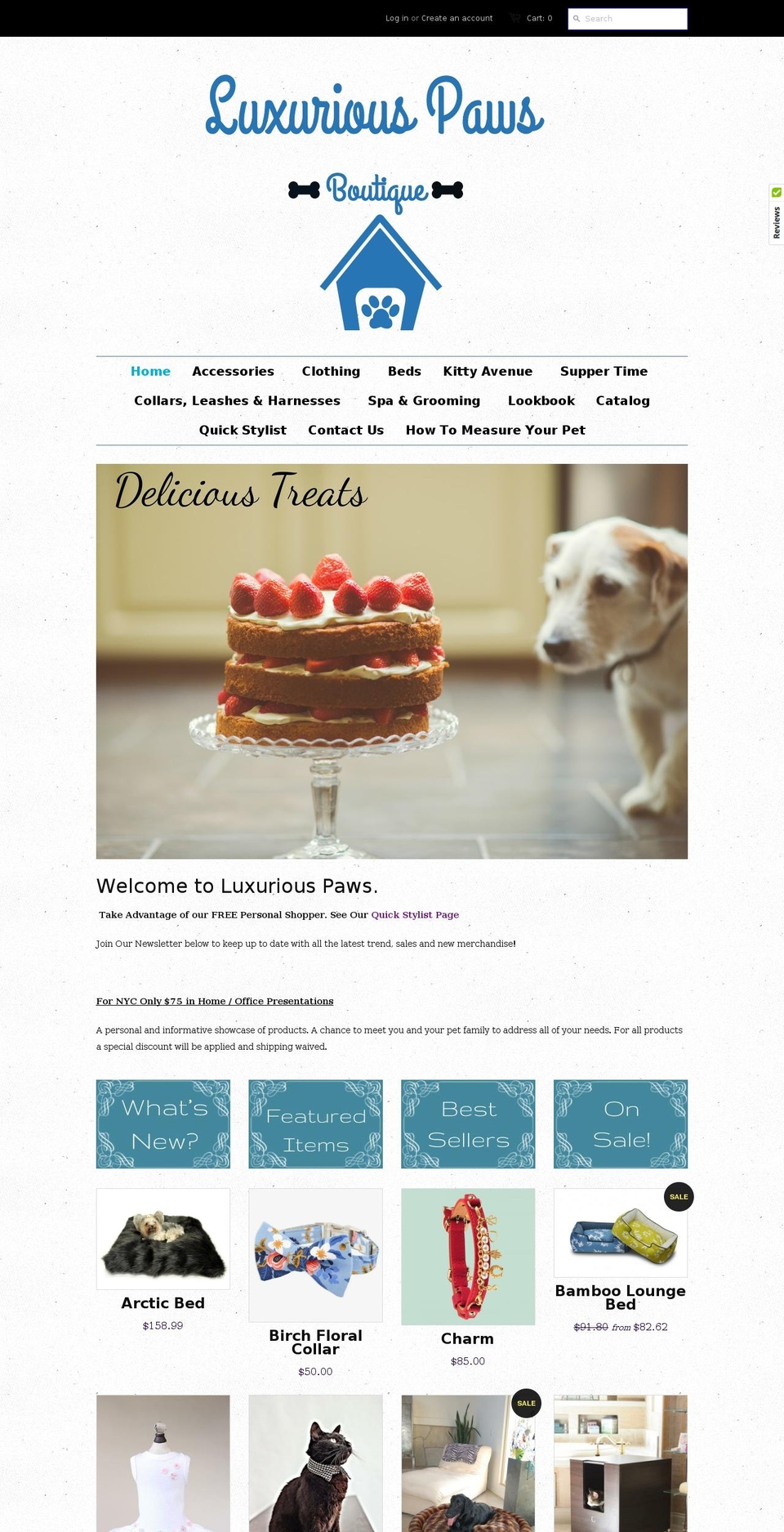 luxuriouspawsnyc.com shopify website screenshot