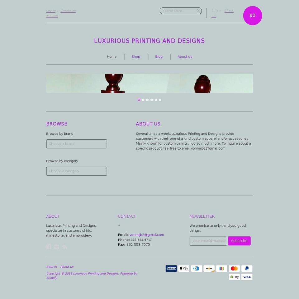 luxuriousprintinganddesigns.com — Shopify storefront screenshot