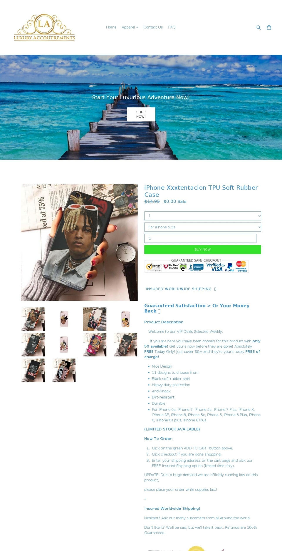 luxuryaccoutrements.com — Shopify storefront screenshot