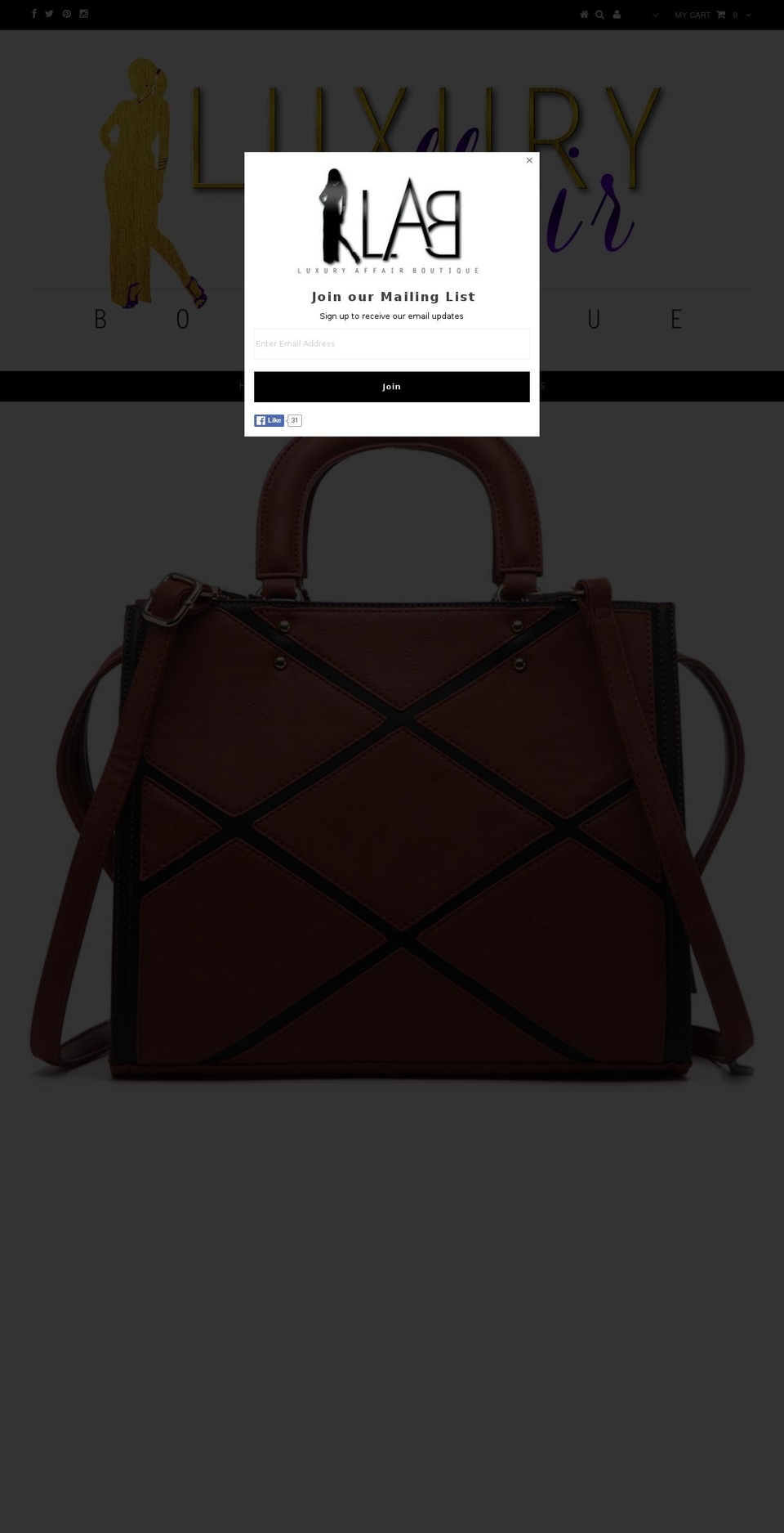 luxuryaffairboutique.com shopify website screenshot