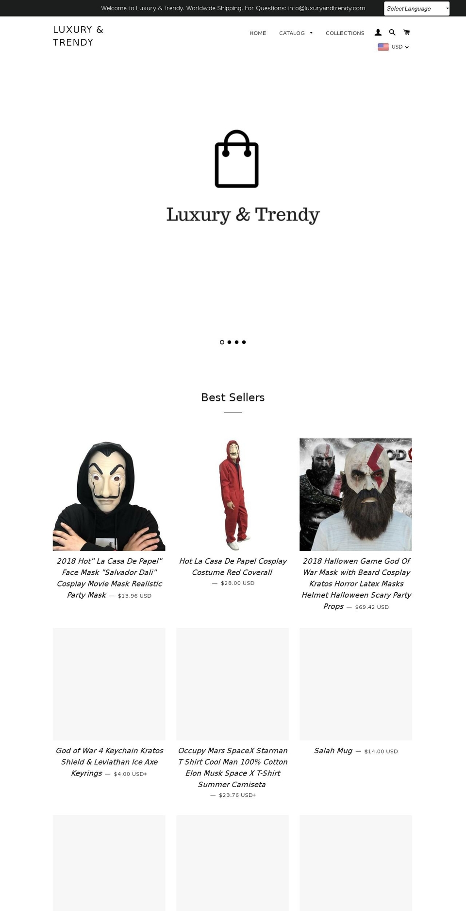 luxuryandtrendy.com shopify website screenshot