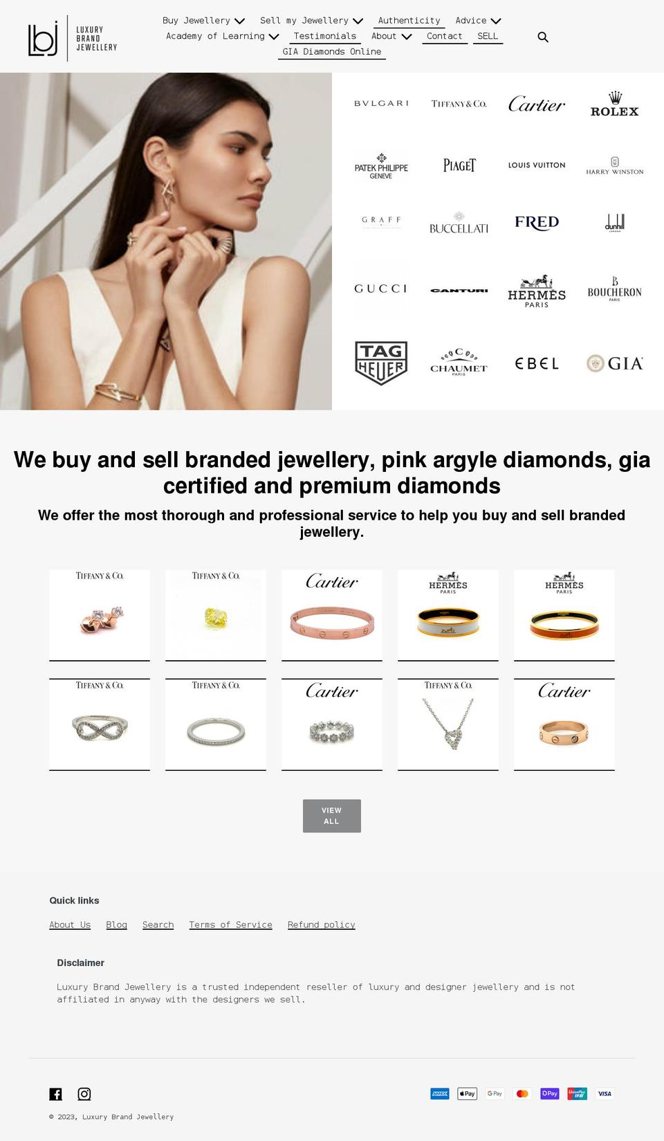 luxurybrandjewellery.com.au shopify website screenshot