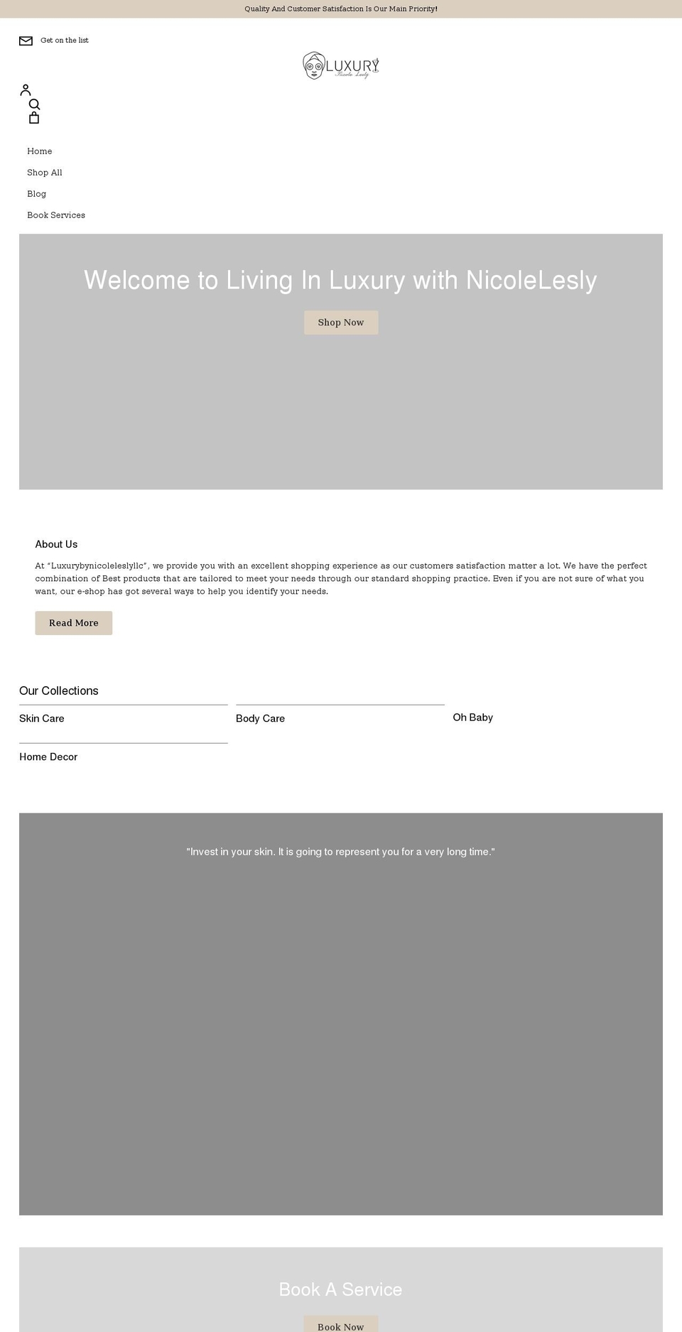 luxurybynicoleleslyllc.org shopify website screenshot