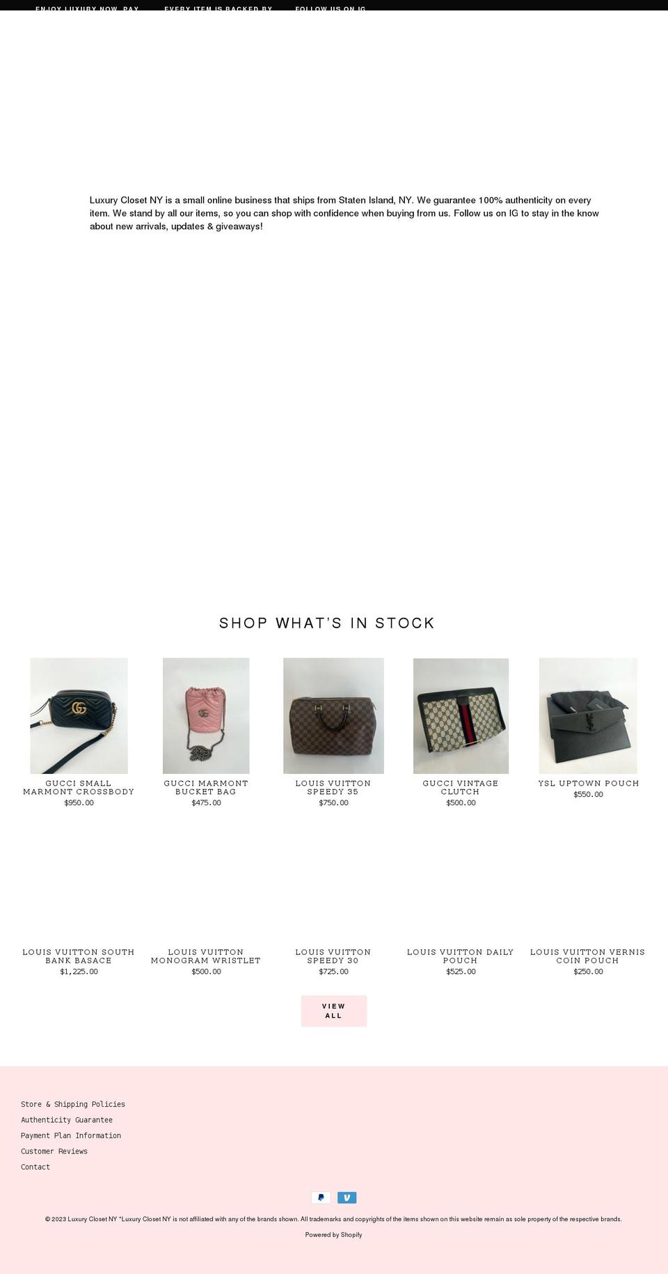 luxuryclosetny.com shopify website screenshot