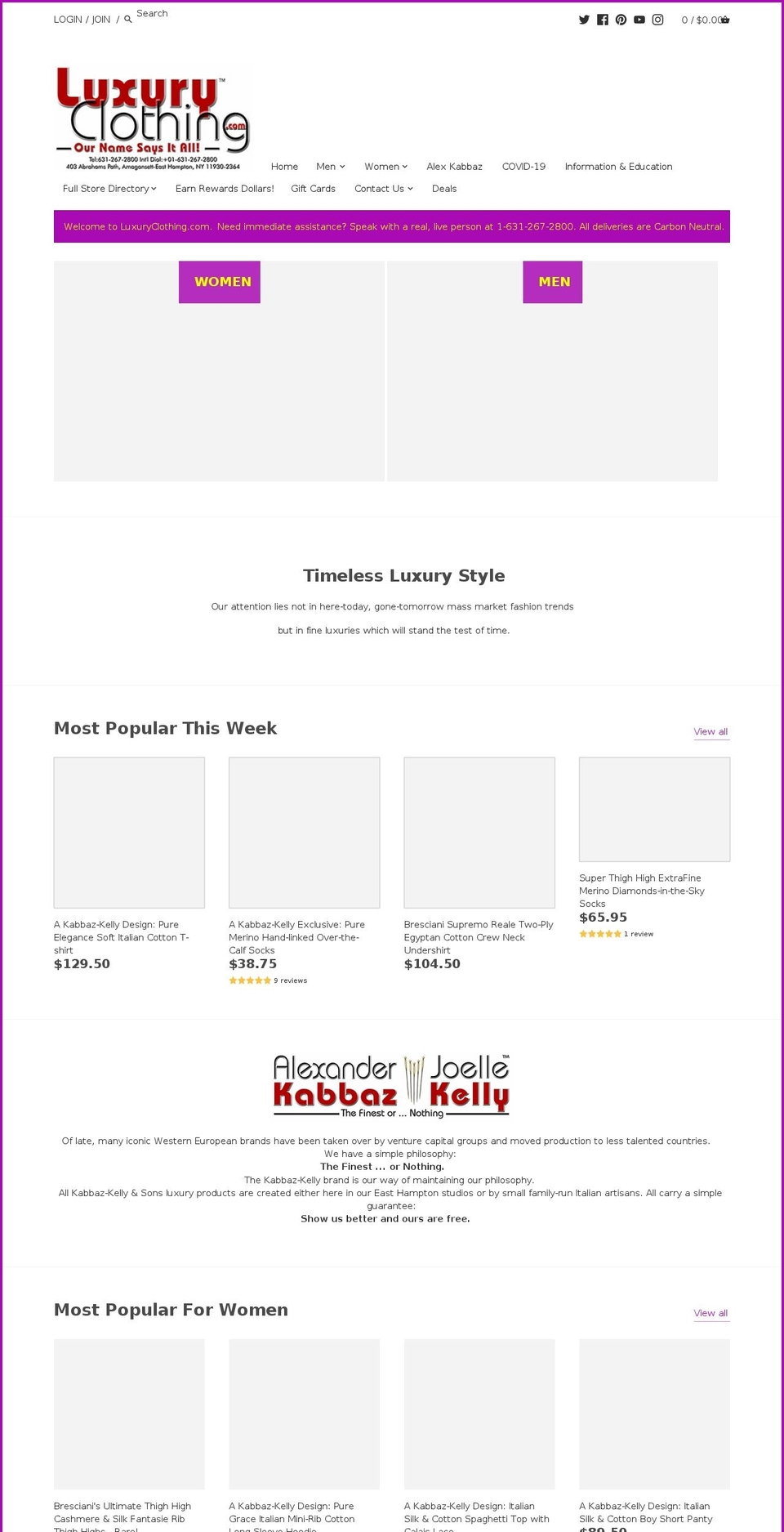 LUXURY Shopify theme site example luxuryclothing.com