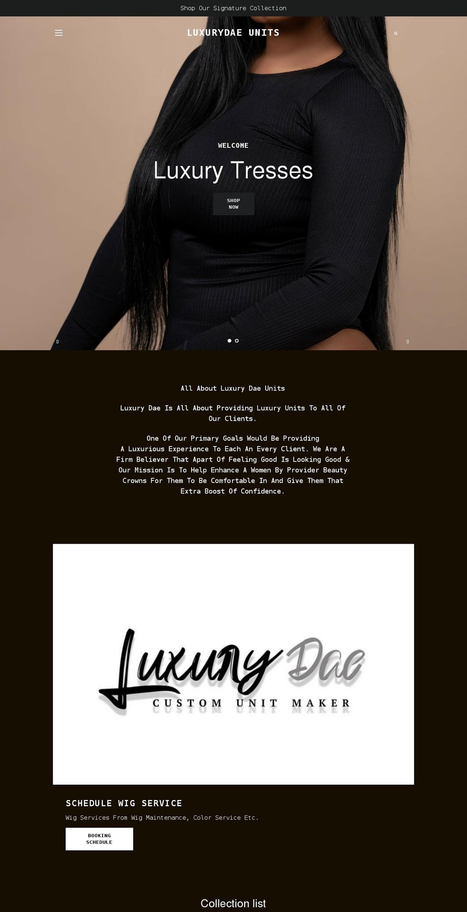 luxurydae-units.com shopify website screenshot