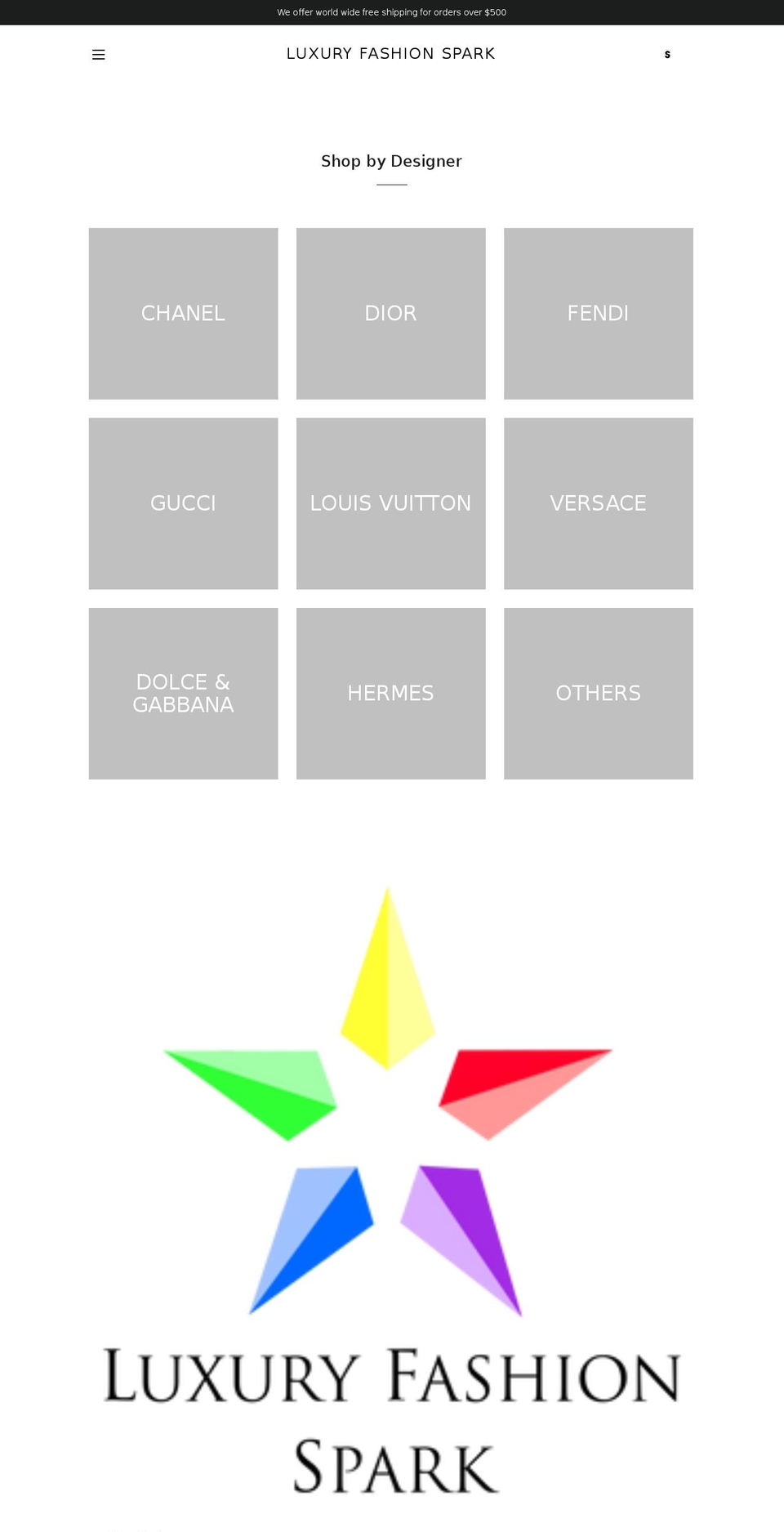 luxuryfashionsparkvintage.com shopify website screenshot