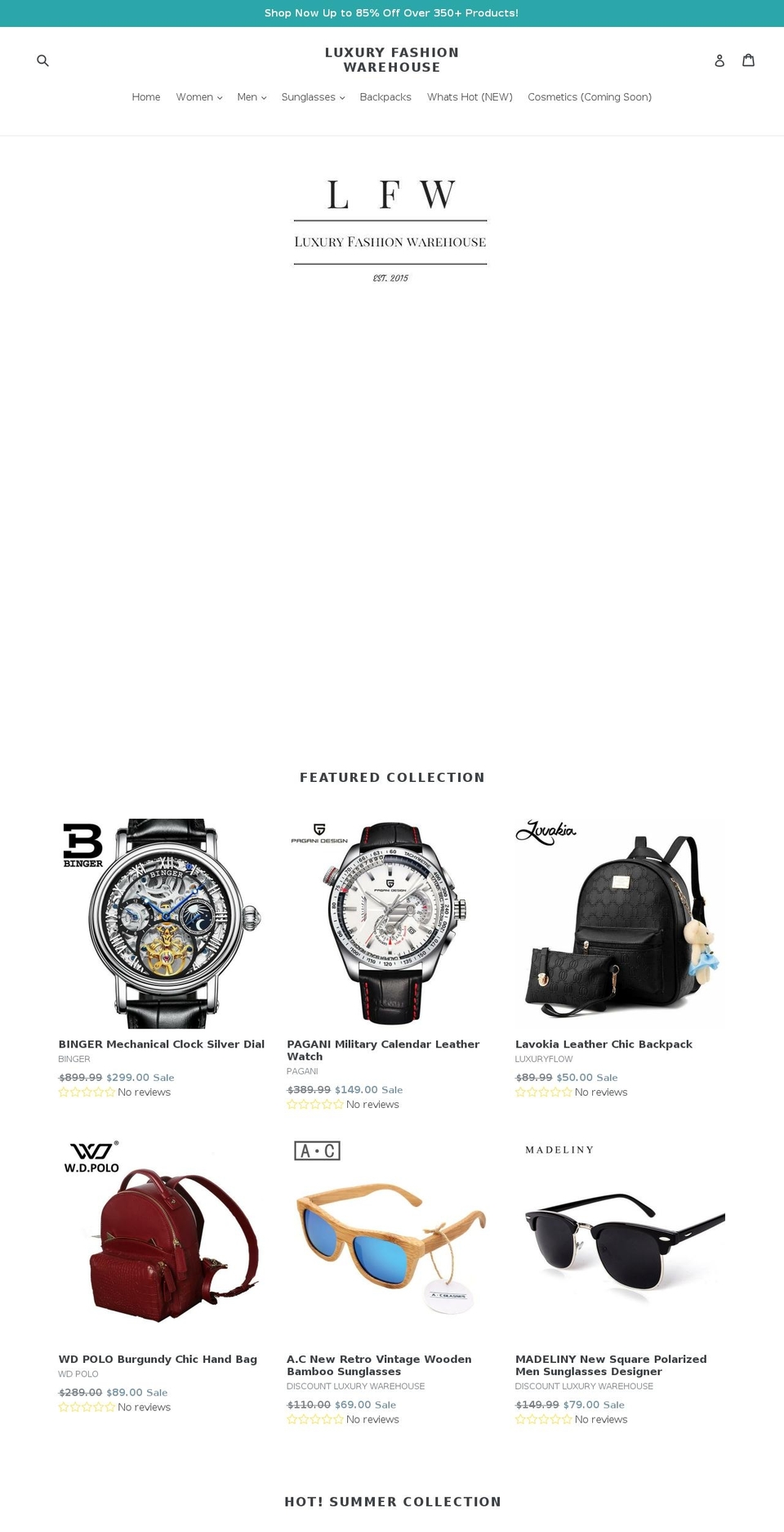 luxuryfashionwarehouse.com — Shopify storefront screenshot