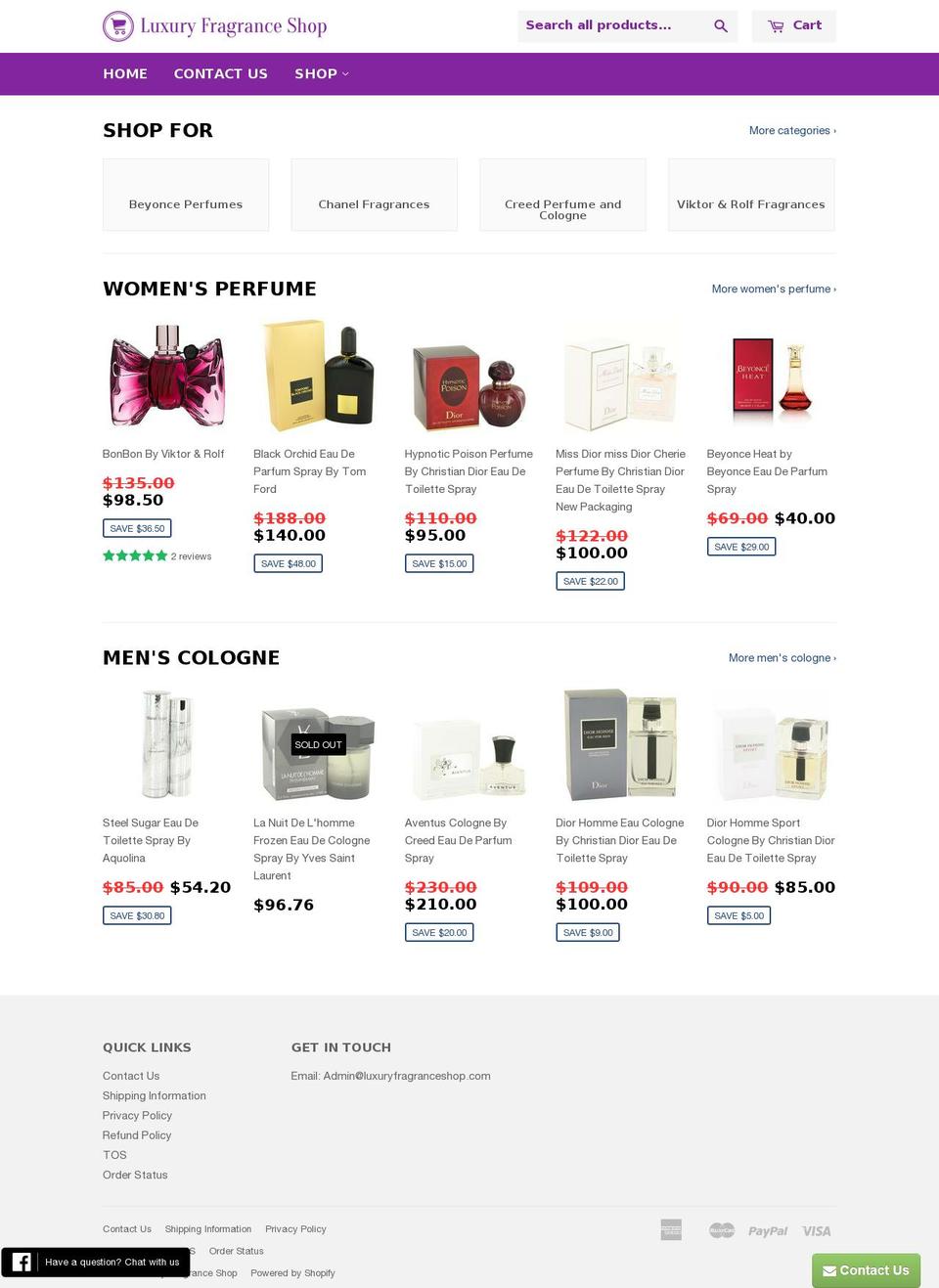 ThemeX Shopify theme site example luxuryfragranceshop.com